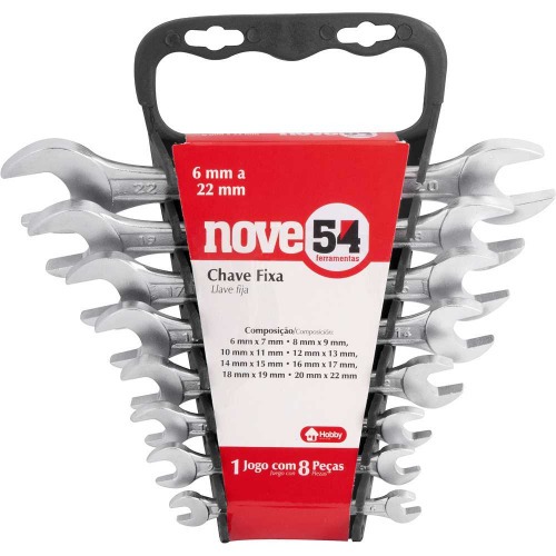 Jogo de chave fixa 6 a 22 mm 8 pe�as com suporte pl�stico