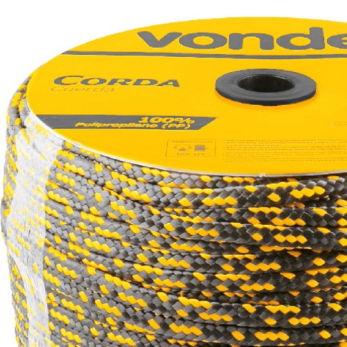 Corda multifilamento tran�ada 10 mm x 190 m preta e amarela