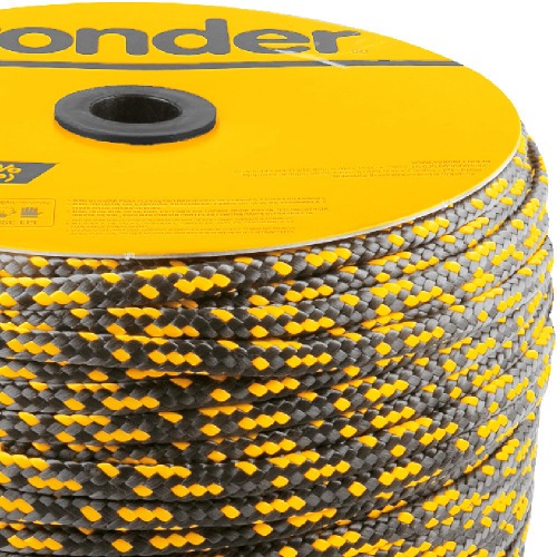 Corda multifilamento tran�ada 10 mm x 190 m preta e amarela