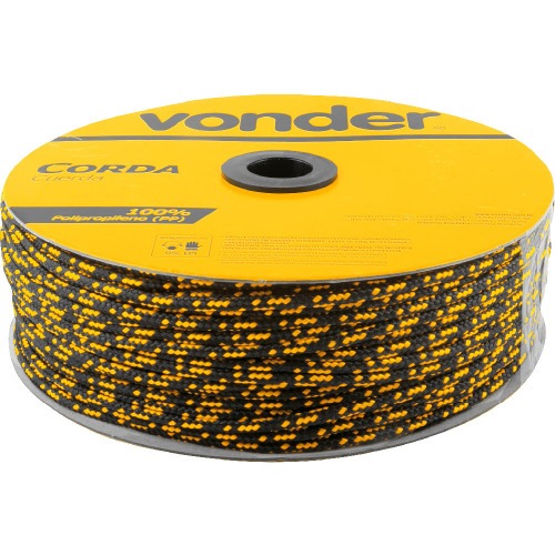 Corda multifilamento tran�ada 5 mm x 250 m preta e amarela