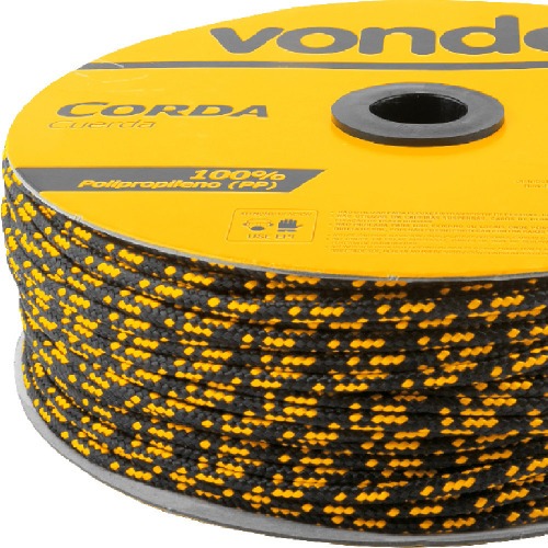 Corda multifilamento tran�ada 5 mm x 250 m preta e amarela