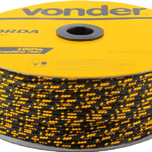 Corda multifilamento tran�ada 5 mm x 250 m preta e amarela