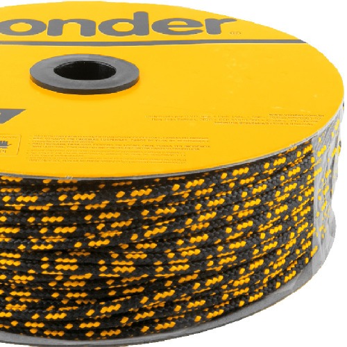 Corda multifilamento tran�ada 5 mm x 250 m preta e amarela