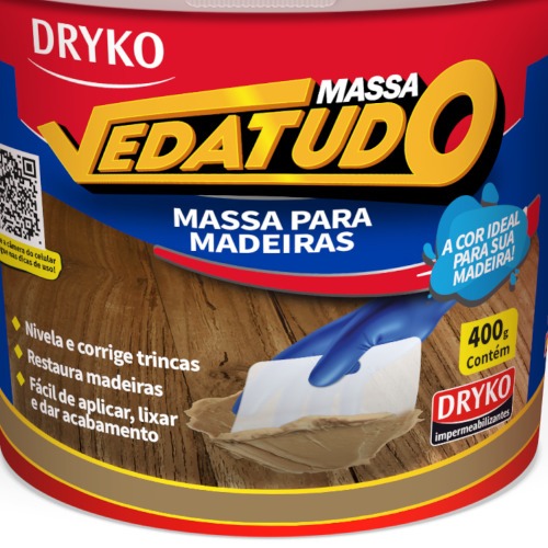 Massa para madeira reparo e calafetação 400 g - Vedatudo Massa para madeira reparo e calafetação 400 g - Vedatudo