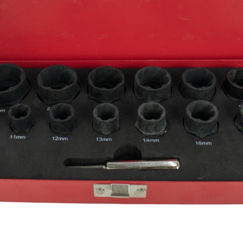 Jogo de extratores de parafusos e porca danificadas 10 a 27 mm 14 pe�as