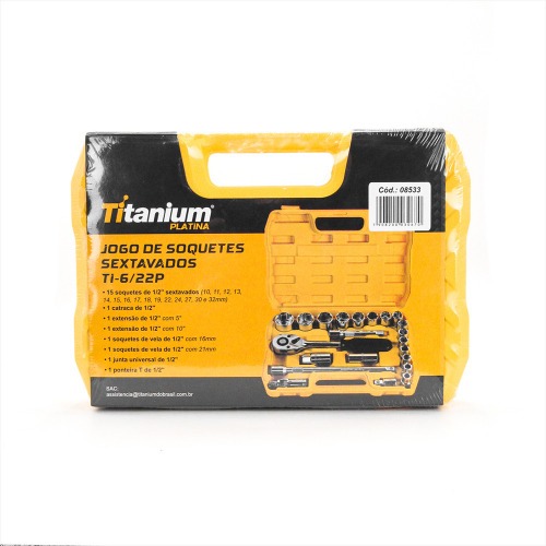 Jogo de soquete sextavado 10 a 32 mm encaixe 1/2