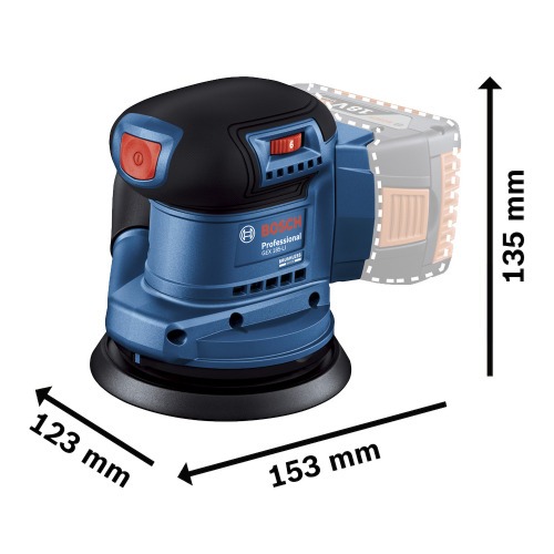 Lixadeira roto orbital a bateria 18V Brushless Sem bateria - GEX 185-LI