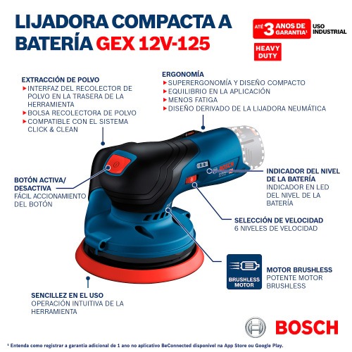 Lixadeira roto orbital a bateria 12V Brushless Sem bateria - GEX 12V-125 Lixadeira roto orbital a bateria 12V Brushless Sem bateria - GEX 12V-125