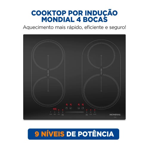 Cooktop de indu��o 4 bocas 7000W display digital touch - CTI-03  220V