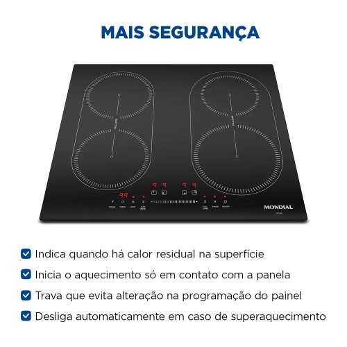 Cooktop de indu��o 4 bocas 7000W display digital touch - CTI-03  220V