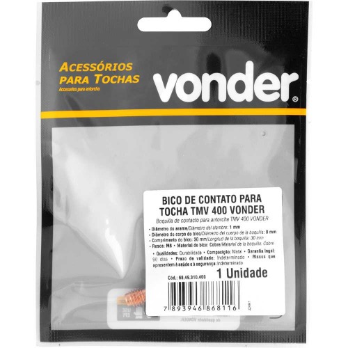 Bico de contato 1,0 x 30 mm para  tocha TMV 300/400