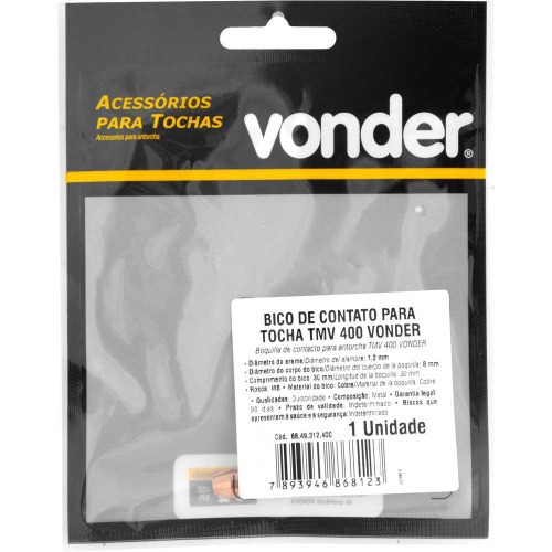 Bico de contato 1,2 x 30 mm para  tocha TMV 300/400 