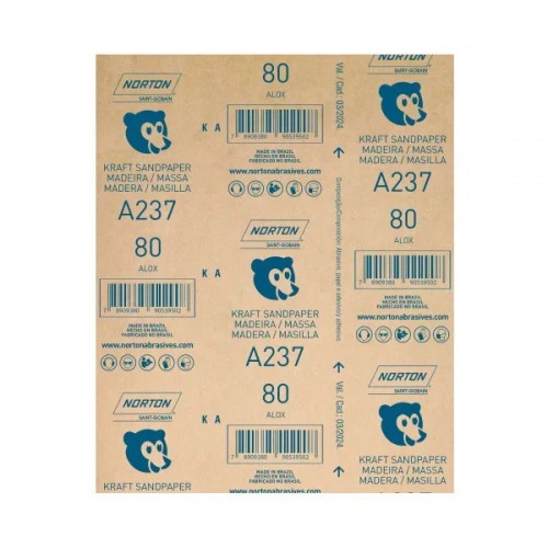 Folha de lixa para madeira e massa 225 x 275 mm - A237