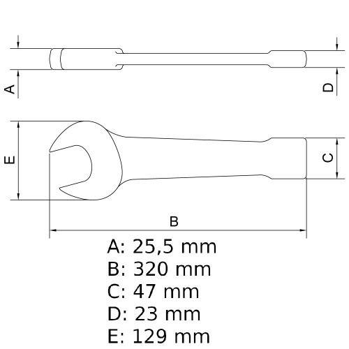 Chave fixa de bater 60 mm a�o cromo van�dio