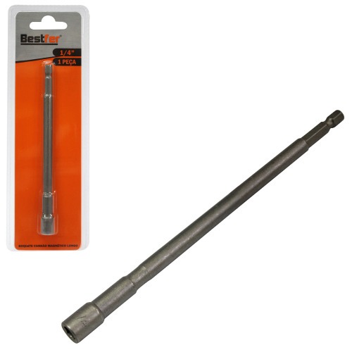 Soquete canhão magnético longo encaixe de 1/4 Soquete canhão magnético longo encaixe de 1/4