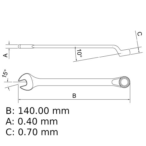 Chave combinada 8 mm a�o cromo van�dio