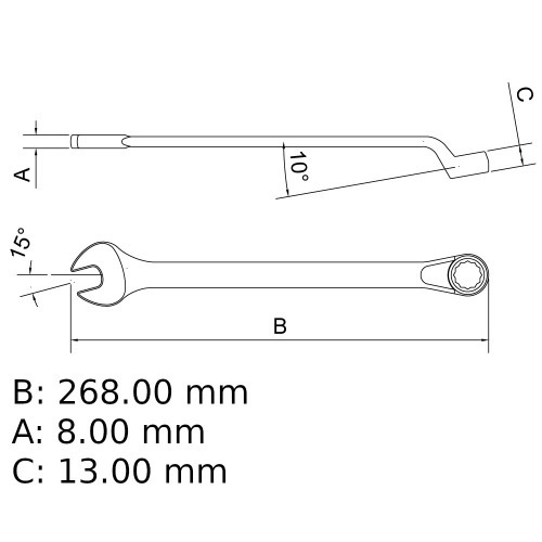 Chave combinada 21 mm a�o cromo van�dio 