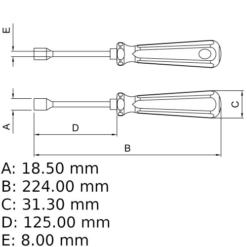 Chave com cabo tipo canh�o 13 mm a�o cromo van�dio - 44250013