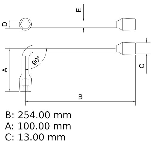 Chave biela 13 mm a�o cromo van�dio com cartela