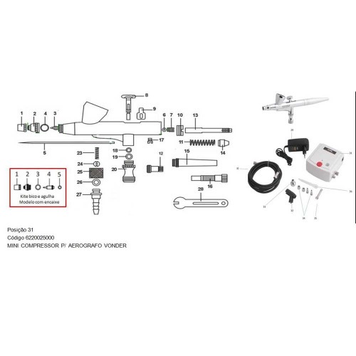 Minicompressor para reposi��o no aer�grafo  110V/220V