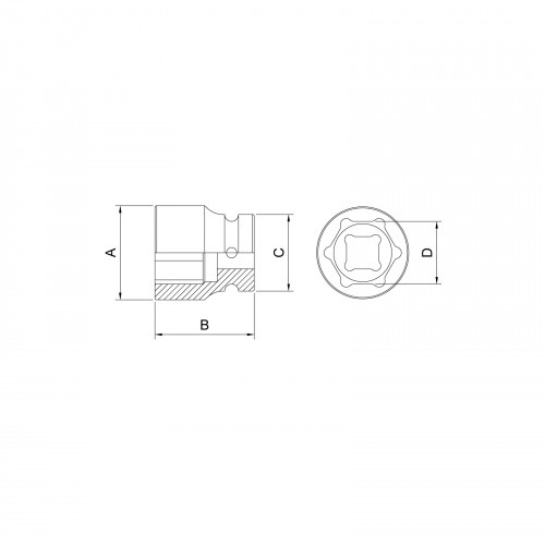 Soquete de impacto sextavado 33 mm encaixe 1