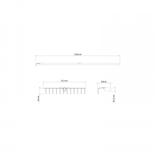 Ancinho estampado cabo de madeira de 120 cm