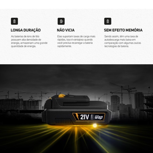 Bateria 21V 2Ah íons de lítio intercambíavel - K21 BT02 Bateria 21V 2Ah íons de lítio intercambíavel - K21 BT02