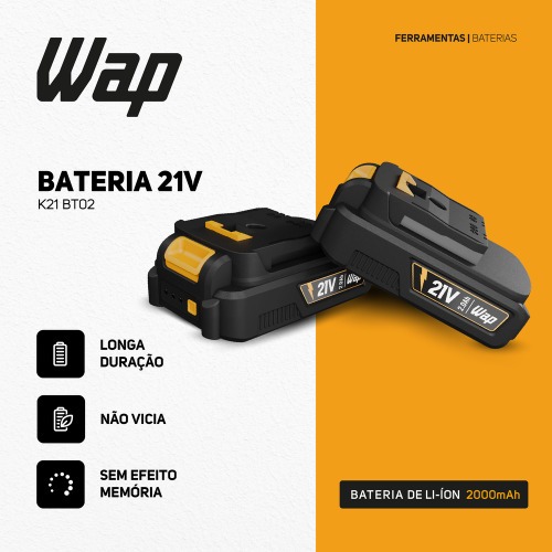 Bateria 21V 2Ah íons de lítio intercambíavel - K21 BT02 Bateria 21V 2Ah íons de lítio intercambíavel - K21 BT02