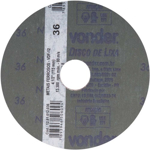 Disco de lixa com costado em fibra 4.1/2