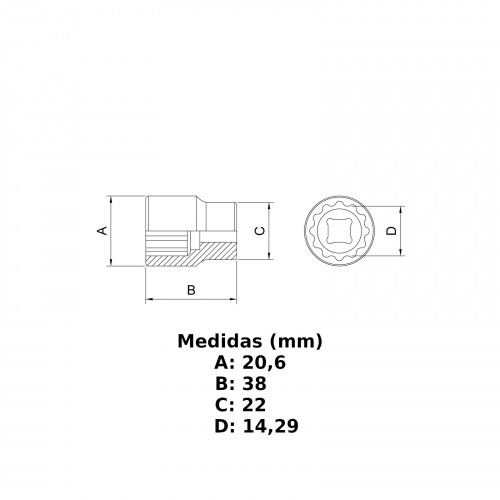 Soquete sextavado 9/16 Soquete sextavado 9/16