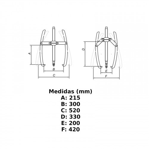 Saca polia com 3 garras abertura de 330 mm Saca polia com 3 garras abertura de 330 mm