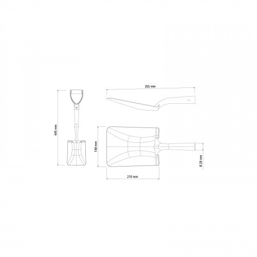 P� quadrada pequena com cabo de madeira 45 cm - 77497404