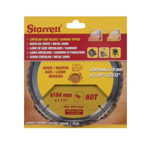 Disco de serra para madeira 184 mm x 20 mm 60 dentes - CCS184-60AW Disco de serra para madeira 184 mm x 20 mm 60 dentes - CCS184-60AW