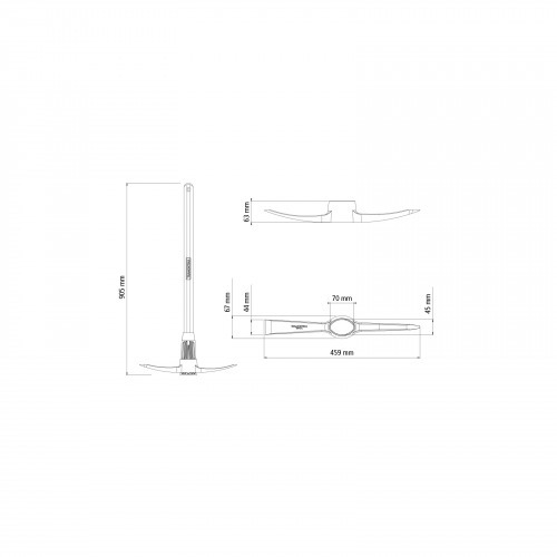 Picareta ponta e p� estreita com cabo de madeira 90 cm - 77300543