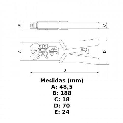 Alicate crimpador para terminais RJ 11-12-45 Alicate crimpador para terminais RJ 11-12-45