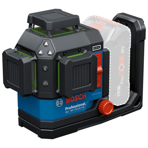 N�vel a laser verde a bateria 70/120m com receptor e acess�rios Sem Bateria - GLL 18V-120-33 CG