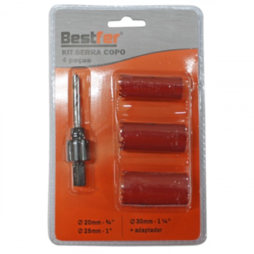 Jogo de serra copo para madeira 25 a 30 mm com 4 pe�as - BFH0964