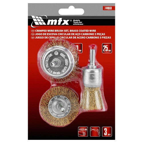 Jogo de escovas aço circular haste 6 mm com 3 peças - 744869 Jogo de escovas aço circular haste 6 mm com 3 peças - 744869