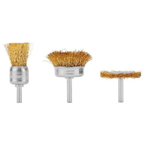 Jogo de escovas aço circular haste 6 mm com 3 peças - 744869 Jogo de escovas aço circular haste 6 mm com 3 peças - 744869