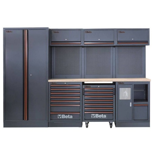 Armário Mobiliário para oficina tampo em madeira com kit 268 ferramentas - C45PRO 2.0W Armário Mobiliário para oficina tampo em madeira com kit 268 ferramentas - C45PRO 2.0W