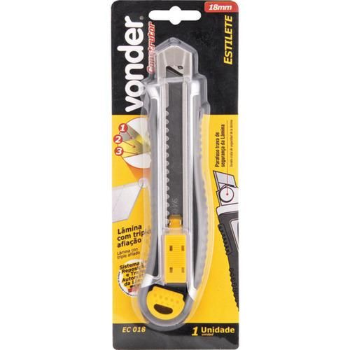 Estilete largo met�lico 18 mm emborrachado com 5 l�minas - VDC5