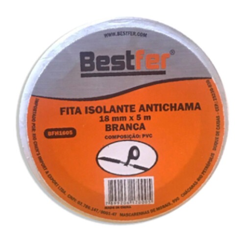 Fita isolante antichama 18 mm x 5 m branca - BFH1605
