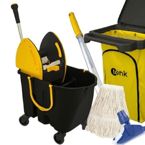 Kit para limpeza profissional preto e amarelo com 6 pe�as - Pratic