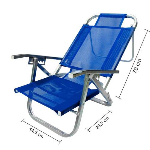 Cadeira de praia dobr�vel em 5 posi��es azul royal - Copacabana