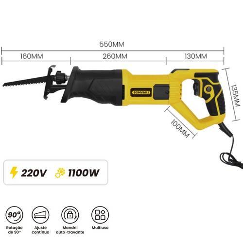 Serra sabre 1100 watts com velocidade variável - BOM-9664 220V Serra sabre 1100 watts com velocidade variável - BOM-9664 220V