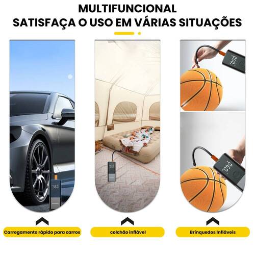 Mini Compressor de ar port�til digital recarreg�vel 150 PSI com LED - BOM-8906