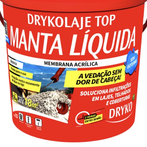 Manta l�quida impermeabilizante para lajes 18kg - DRYKOLAJE TOP