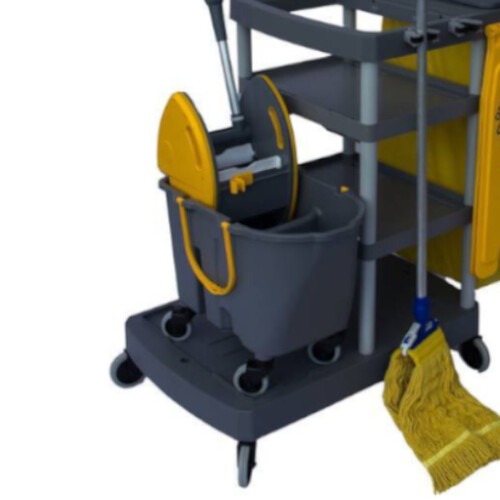 Kit para limpeza profissional cinza e amarelo com 6 pe�as - Pratic