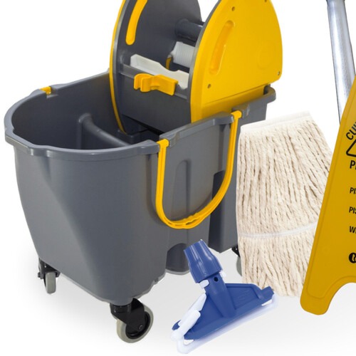Kit balde espremedor Due 30L amarelo e cinza com 5 pe�as