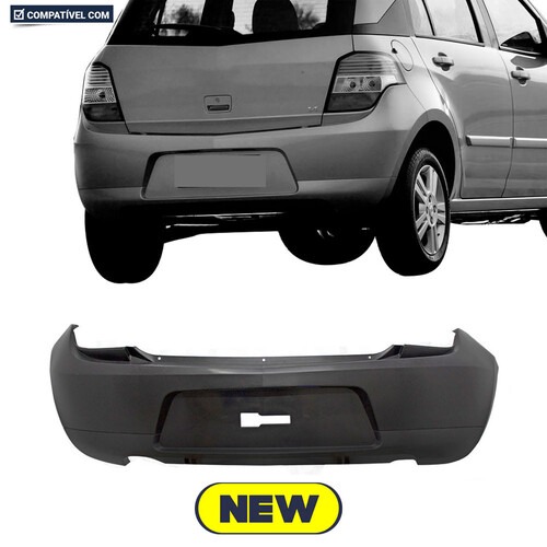 Para-choque Agile 2009 a 2013 traseiro preto liso - 1699